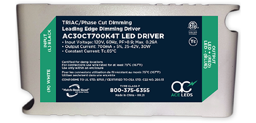 30 Watt TRIAC/PHASE Cut Constant Current Match-Book Sized LED Drivers