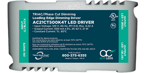 21 Watt TRIAC/PHASE Cut Constant Current Match-Book Sized LED Drivers