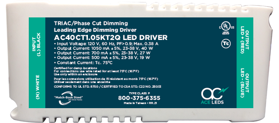 40 Watt TRIAC/PHASE Cut Constant Current Match-Book Sized LED Drivers