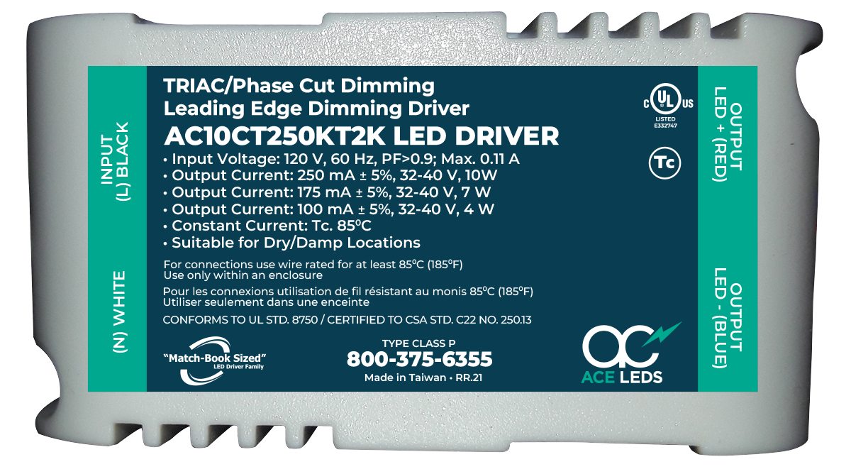 Triac/Phase Cut Constant Current Match-Book Sized LED Drivers