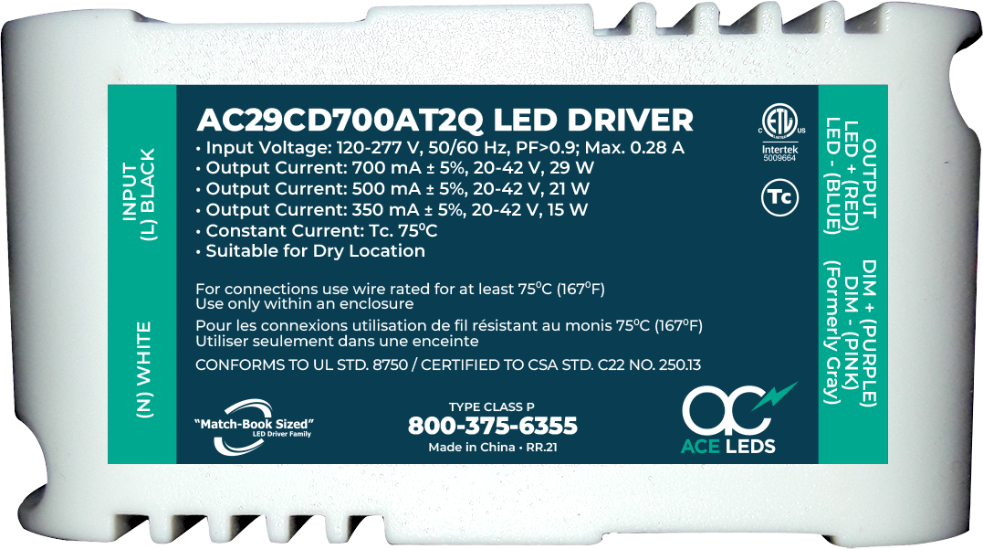 29 Watt 0-10V Dimming Constant Current Match-Book Sized LED DriverS